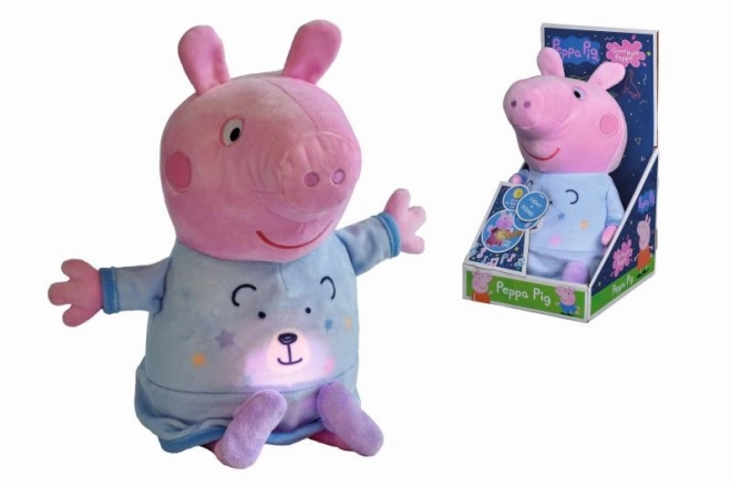 Peppa Pig 2-in-1 Plush Sleep Aid with Music and Light, Blue, 25 cm