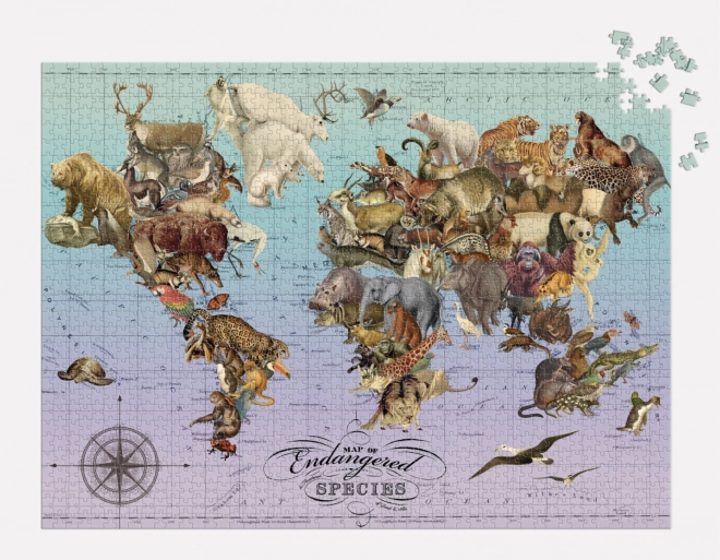 Galison Puzzle Endangered Species Map 1500 Piece