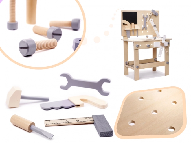 Wooden Workbench and Tool Set for Children