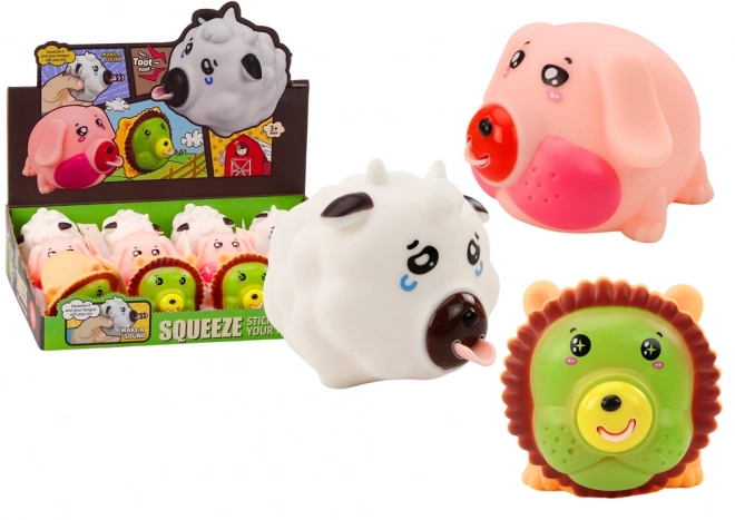 Soft Animal Squeeze Toy with Sound - Lion, Pig, Cow