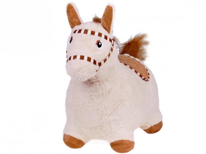 Inflatable Plush Bouncing Horse for Kids – Beige