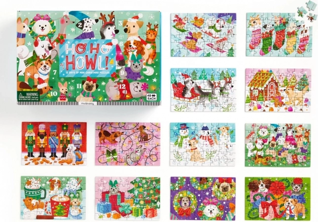 Kerst aftellen puzzelset 12 stuks