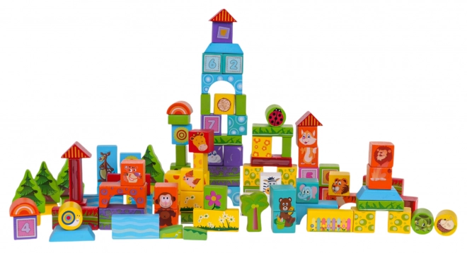 Wooden Animal-Themed Building Blocks Set