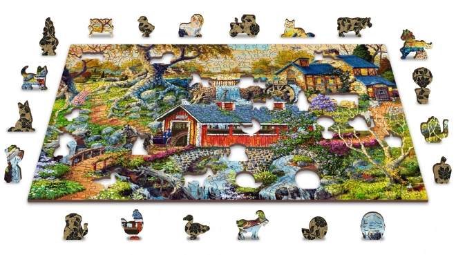 Wooden City Wooden Puzzle Countryside Bridges 2-in-1, 505 Pieces Eco-Friendly