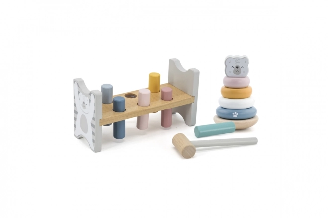 Wooden Hammer Toy and Stackable Polar Bear Pyramid