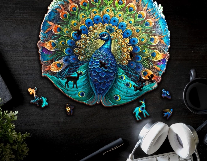 EscapeWelt Wooden Glow-in-the-Dark Peacock Puzzle 200 Pieces