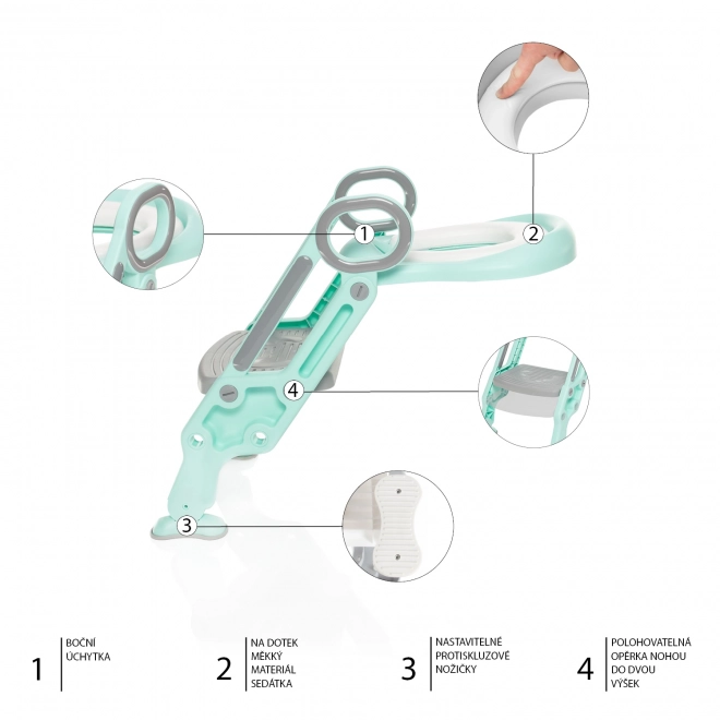 Adjustable Kids Toilet Ladder - Ice Green