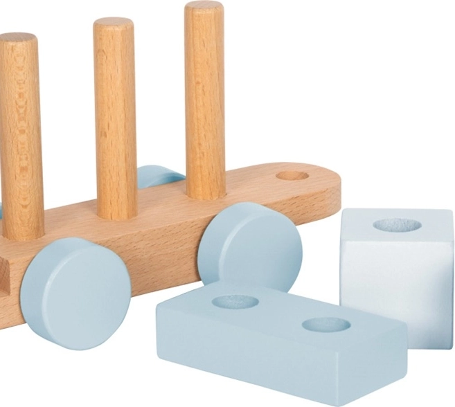 Small Foot wooden stacking train blue