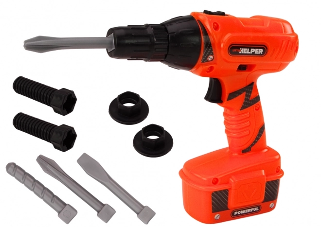 Toy Battery-Powered Drill with Bits and Screws