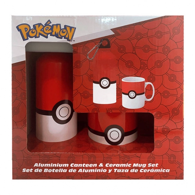 Mug and Water Bottle with Pokémon Pokeball Design