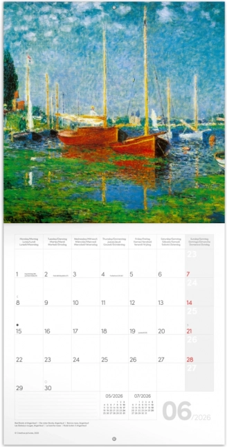 Calendrier mural Claude Monet 2026, 30 x 30 cm