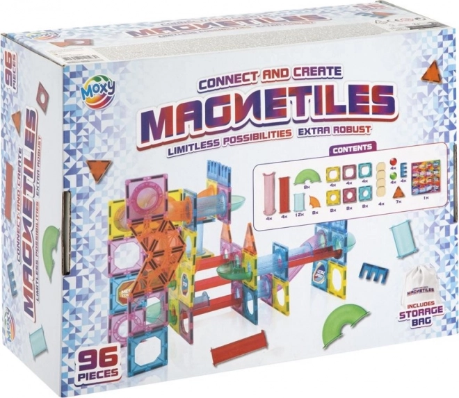 Moxy Magnetic Construction Set Magnetiles 96 Pieces