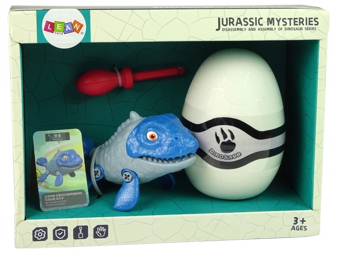 Dinosaur Mosasaur DIY Set with Egg and Screwdriver Blue