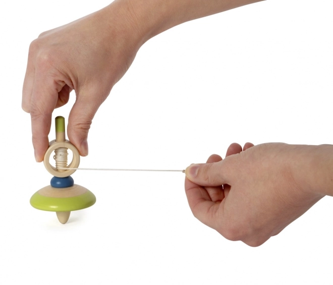 Wooden Spinning Top with Cord