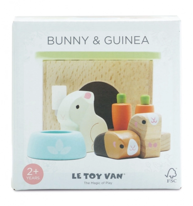 Wooden Bunny and Guinea Pig Playset