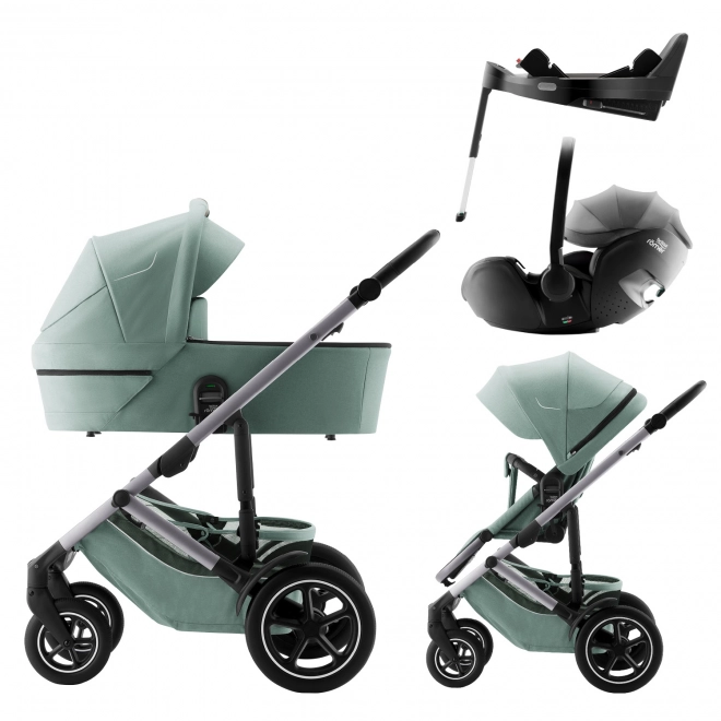 Baby Stroller Set with Car Seat and Base in Jade Green