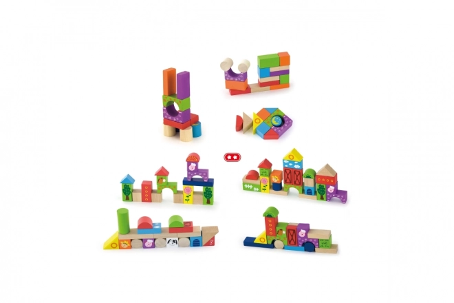 Wooden Building Blocks Farm Set