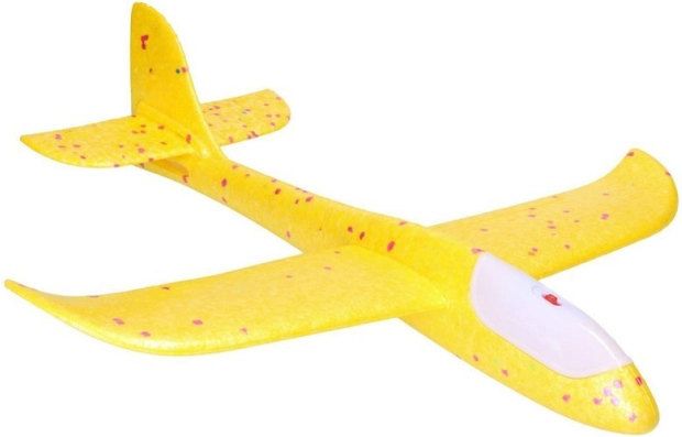 Polystyrene airplane model + movable stabilizer + lights – Blue