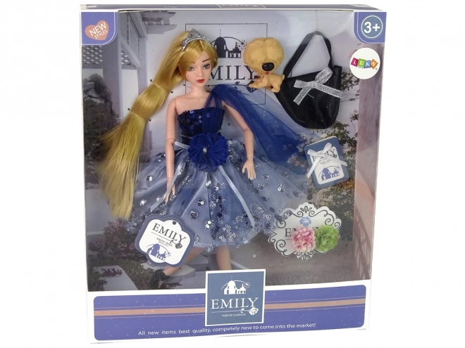 Emily Doll with Dog, Handbag, and Flowers Set