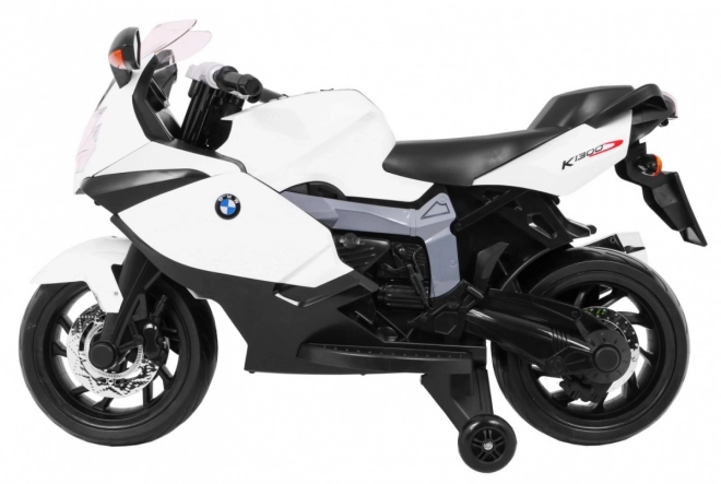 BMW K1300S Children's Battery Motorcycle White + Training Wheels + Sounds, Lights + Slow Start