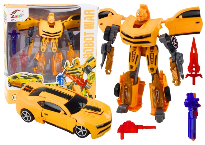 2-in-1 Transforming Yellow Sports Car Robot