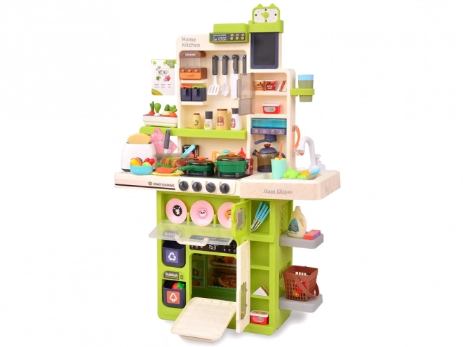 Interactive Cooking Toy Kitchen with Lights and Sounds, Water Steam with Accessories