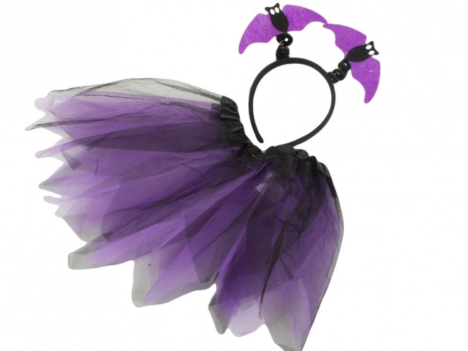 Halloween Costume Skirt Bat Headband Black and Purple