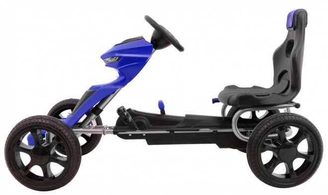 Grand Ride Pedal Go-Kart for Kids 3+ Blue + EVA Wheels + Adjustable Seat + Hand Brake