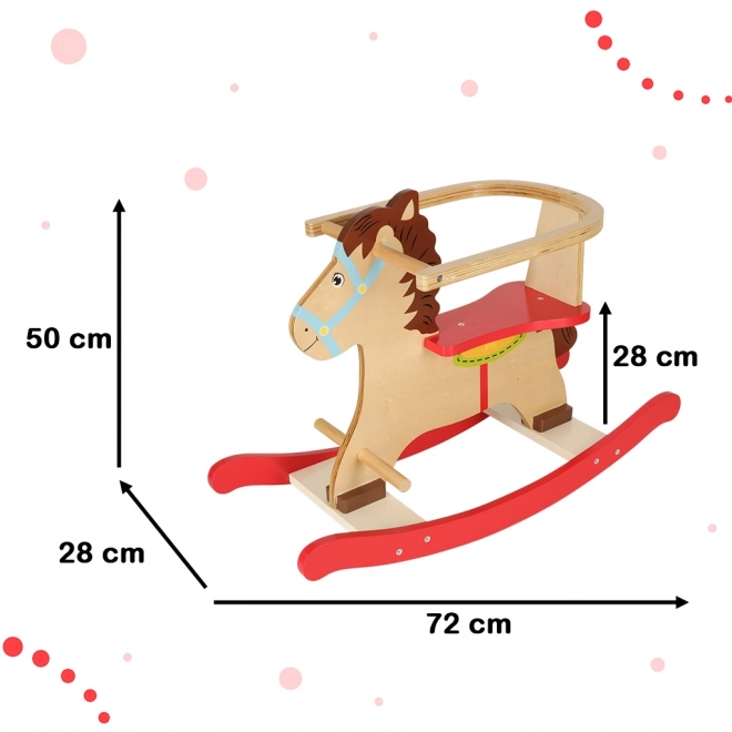 Wooden Rocking Horse with Backrest for Kids