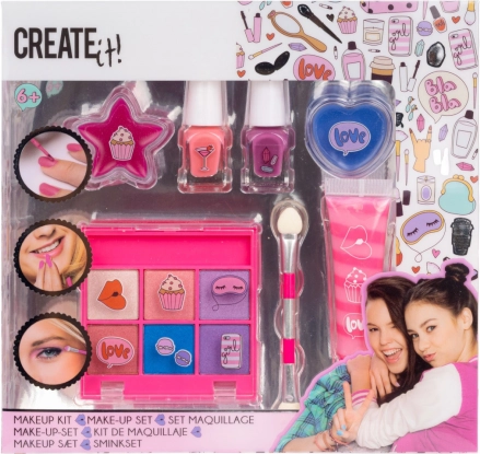 Make-up-Pinselset rosa‑lila (7 Stk.) mit Etui