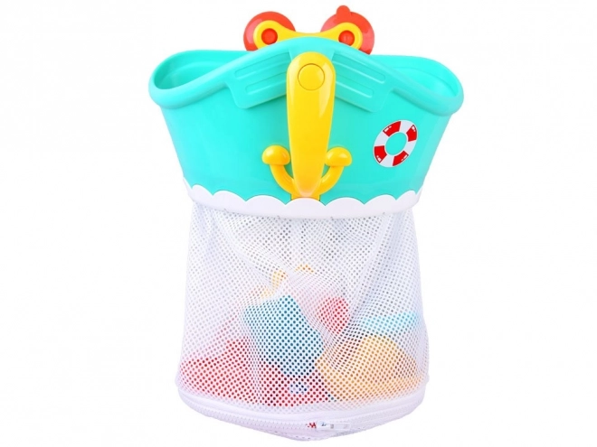 Colorful Bath Toy Set with Organizer Boat