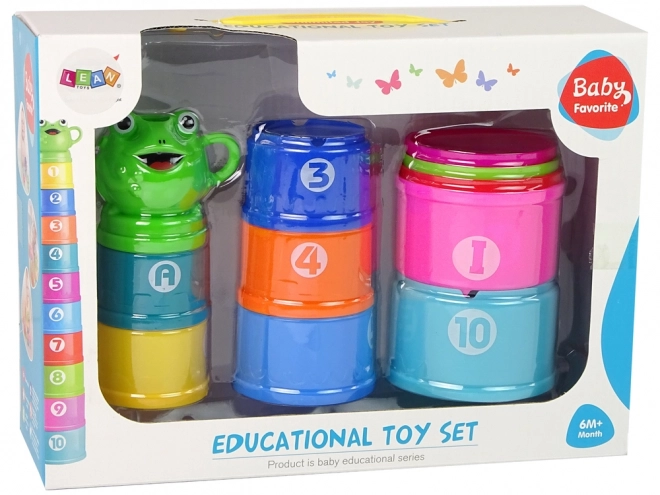 Rainbow Educational Stacking Cups with Numbers and Letters