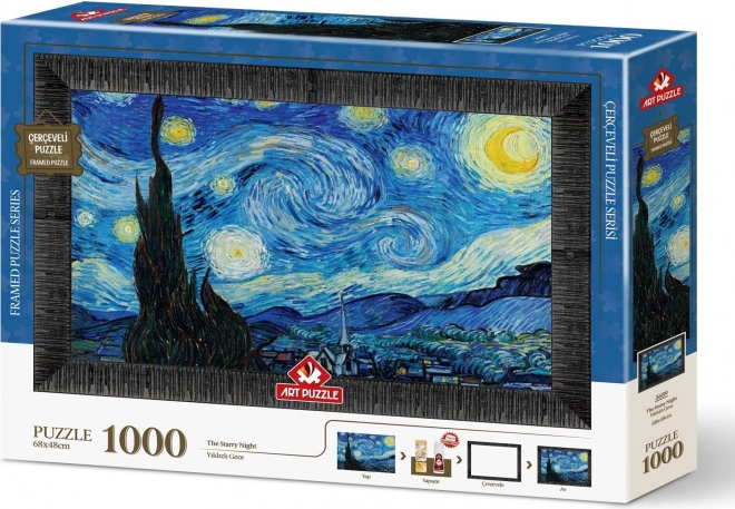 Puzzle La nuit étoilée avec cadre et colle 3-en-1