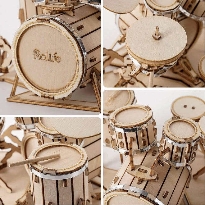 3D Wooden Puzzle Drum Set