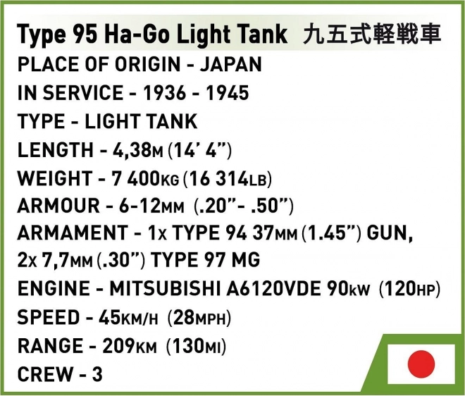 Japanese Type 95 Ha-Go Light Tank Model