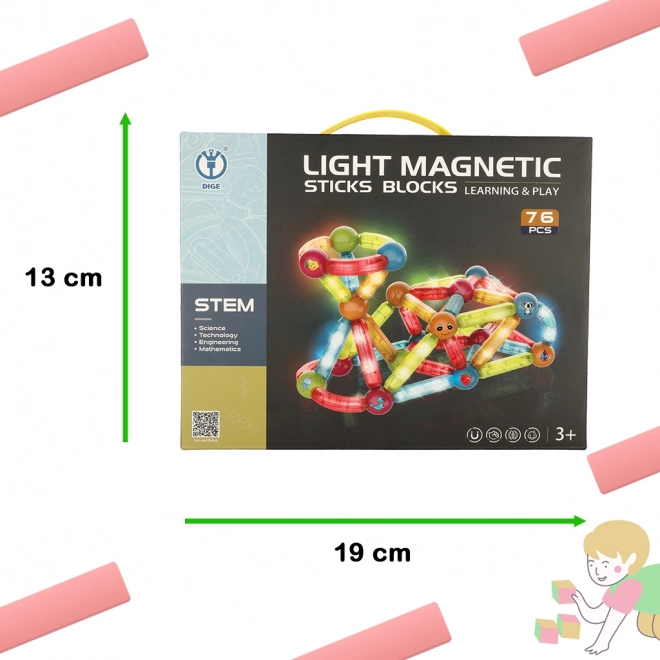 LED Magnetic Building Blocks for Kids - 76 Pieces