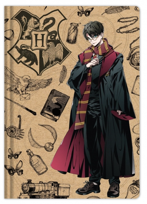 Blocco appunti con penna Harry Potter navy e oro