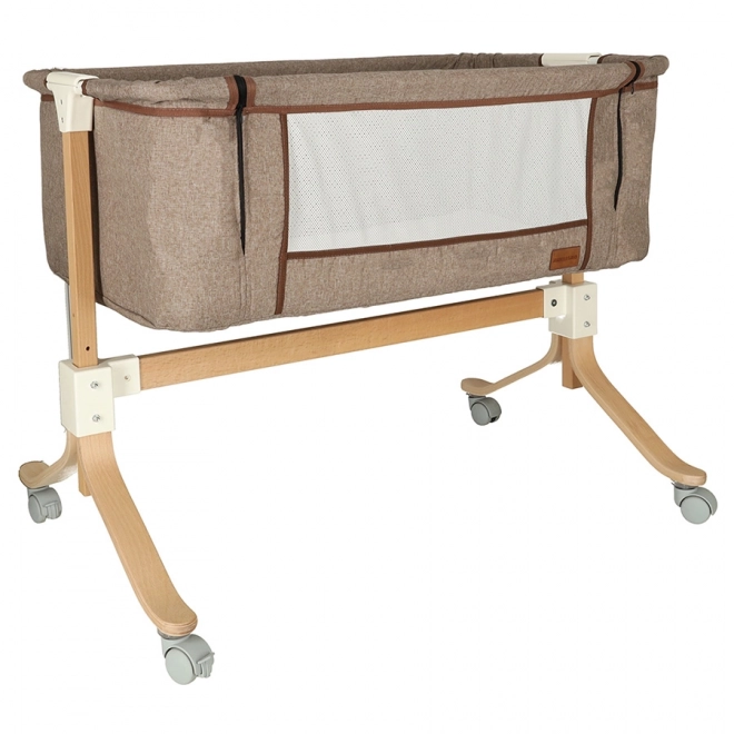 Wooden Baby Co-Sleeper Crib with Wheels