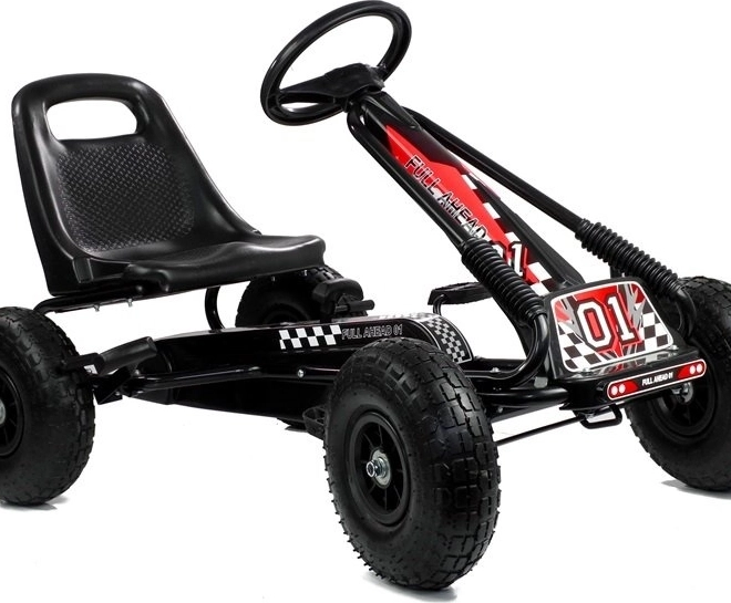 Pedal Air Kart + Inflatable Tires + Adjustable Seat – Black