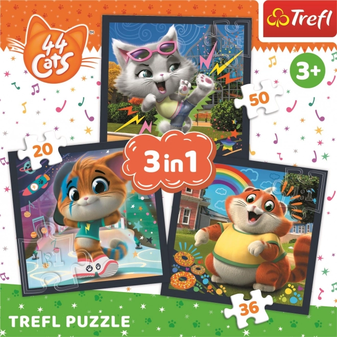 Trefl Puzzle 44 Cats Meet the Cats 3 in 1