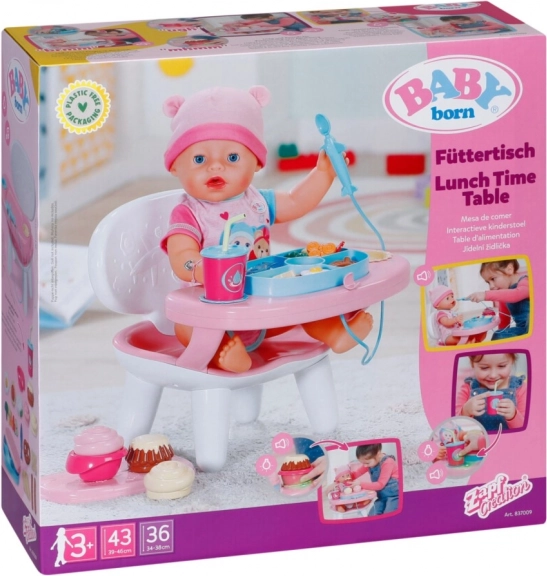 BABY born feeding high chair with sounds and lights for dolls