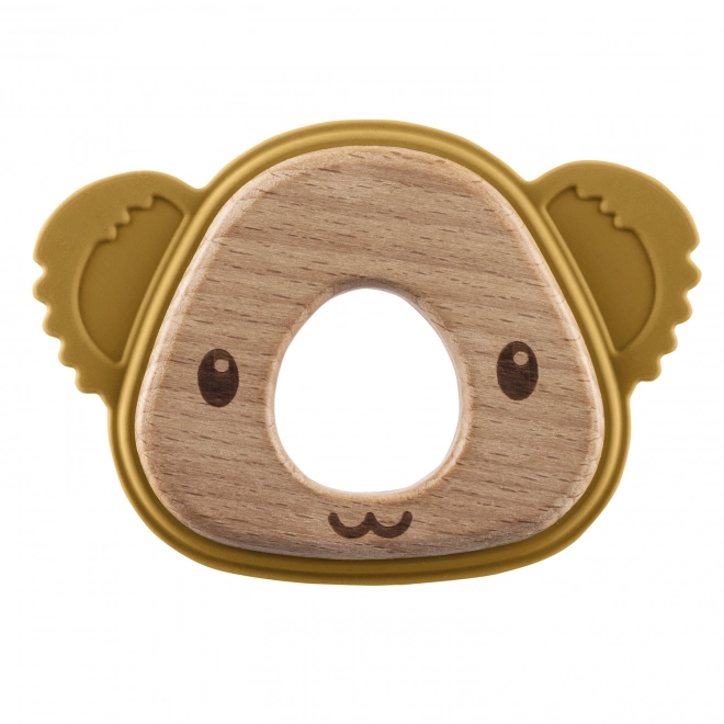 Silicone Wooden Teether Koala Mustard Yellow