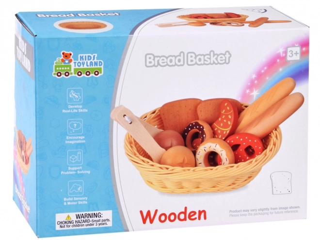 Wooden Bread Basket with Assorted Pastries