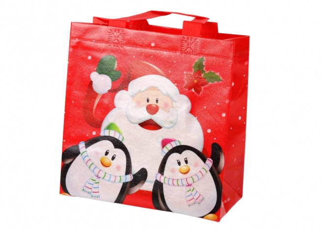 Gift Bag Santa and Penguins Red