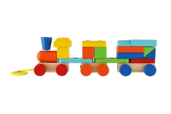 Wooden Pull Train with Carriages