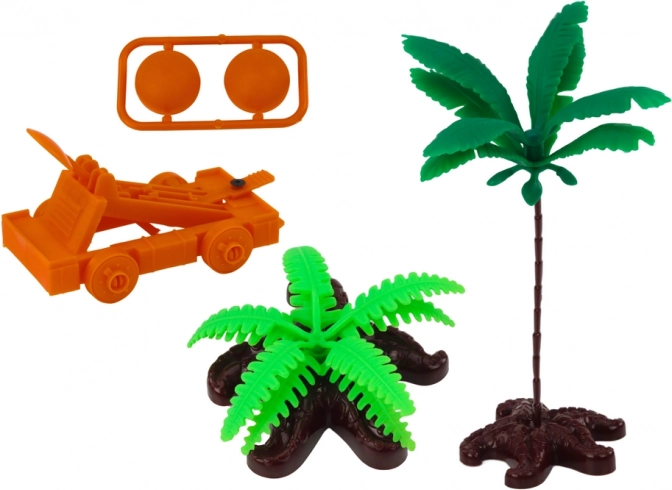 Catapulte, palmiers et figurines pour des scénarios d’action