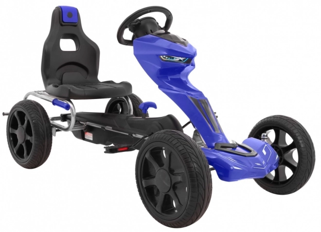 Grand Ride Pedal Go-Kart for Kids 3+ Blue + EVA Wheels + Adjustable Seat + Hand Brake