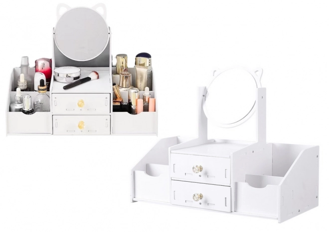 Children's Cosmetic Vanity with Ears and Drawers - White