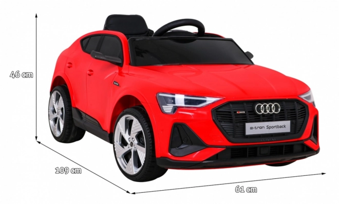 Audi E-Tron Sportback pre deti + Pilot + pohon 4x4 + pomalý rozjazd + rádio MP3 + LED – Červená