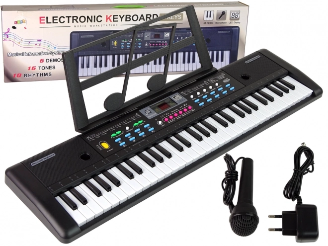 Children's Keyboard with Microphone and Sheet Music Stand